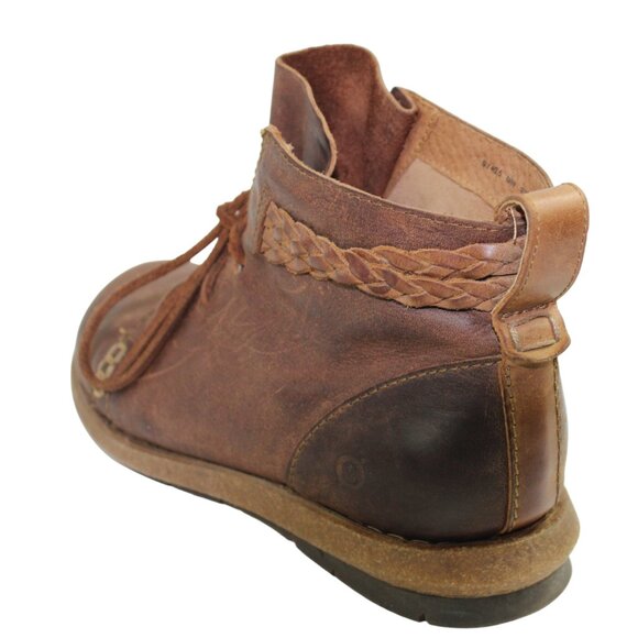 Born Temple Distressed Burnished Dark Brown Lace Up Ankle Boot Size 9 - Picture 6 of 10